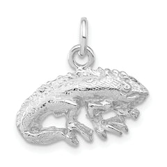 Sterling Silver Polished & Textured Iguana Pendant