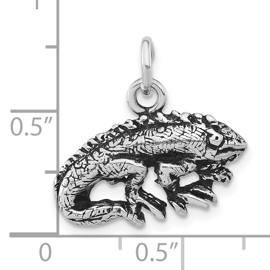 Sophia Jewelers Sterling Silver Iguana Pendant with Antique Textured Finish