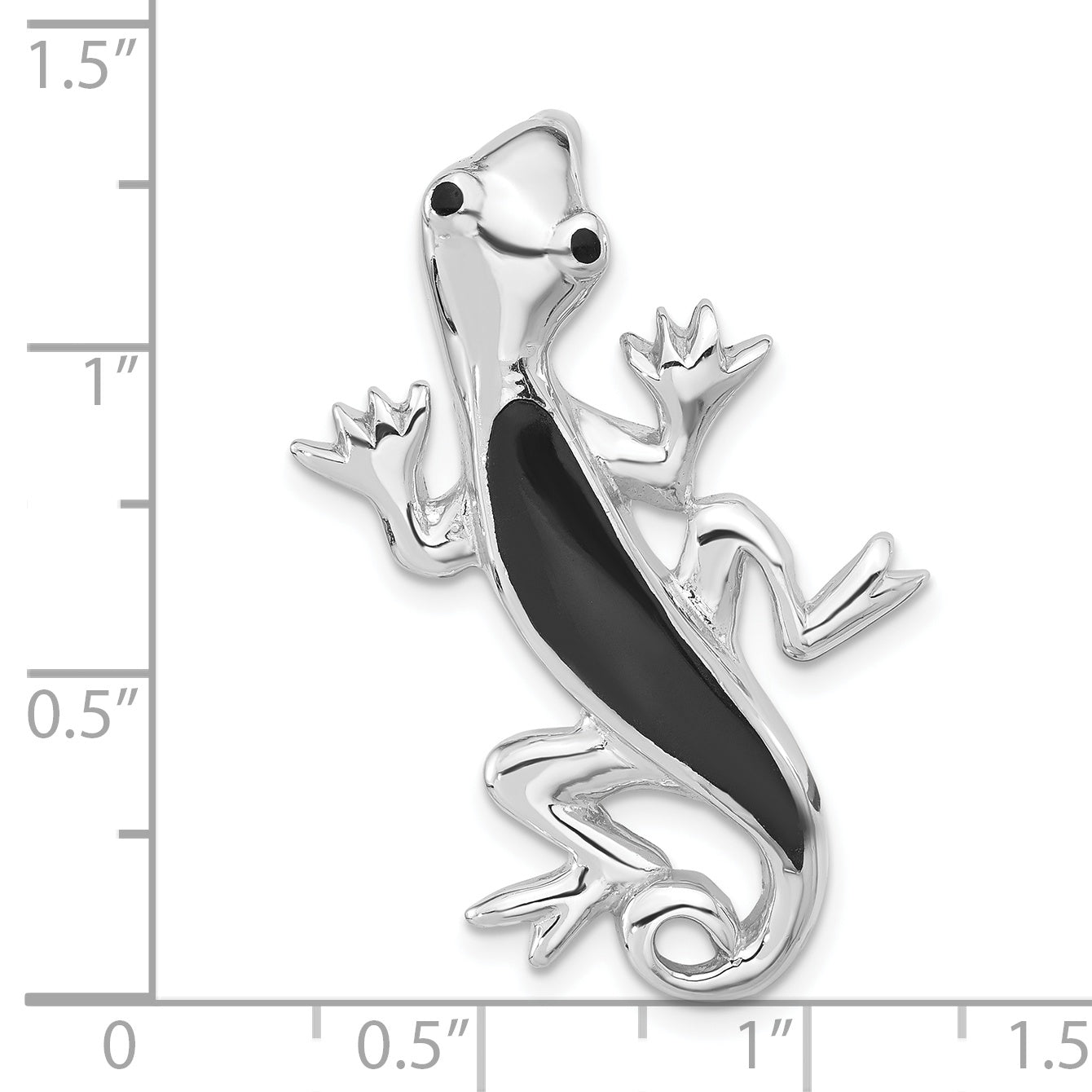 Sterling Silver Polished Enameled Gecko Chain Slide Pendant