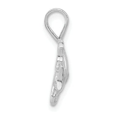 Sterling Silver Polished & Textured Fish Chain Slide Pendant