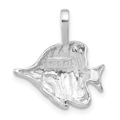 Sterling Silver Polished & Textured Fish Chain Slide Pendant