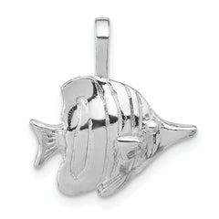 Sterling Silver Polished & Textured Fish Chain Slide Pendant