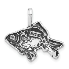 Sterling Silver Antiqued & Textured Goldfish Pendant