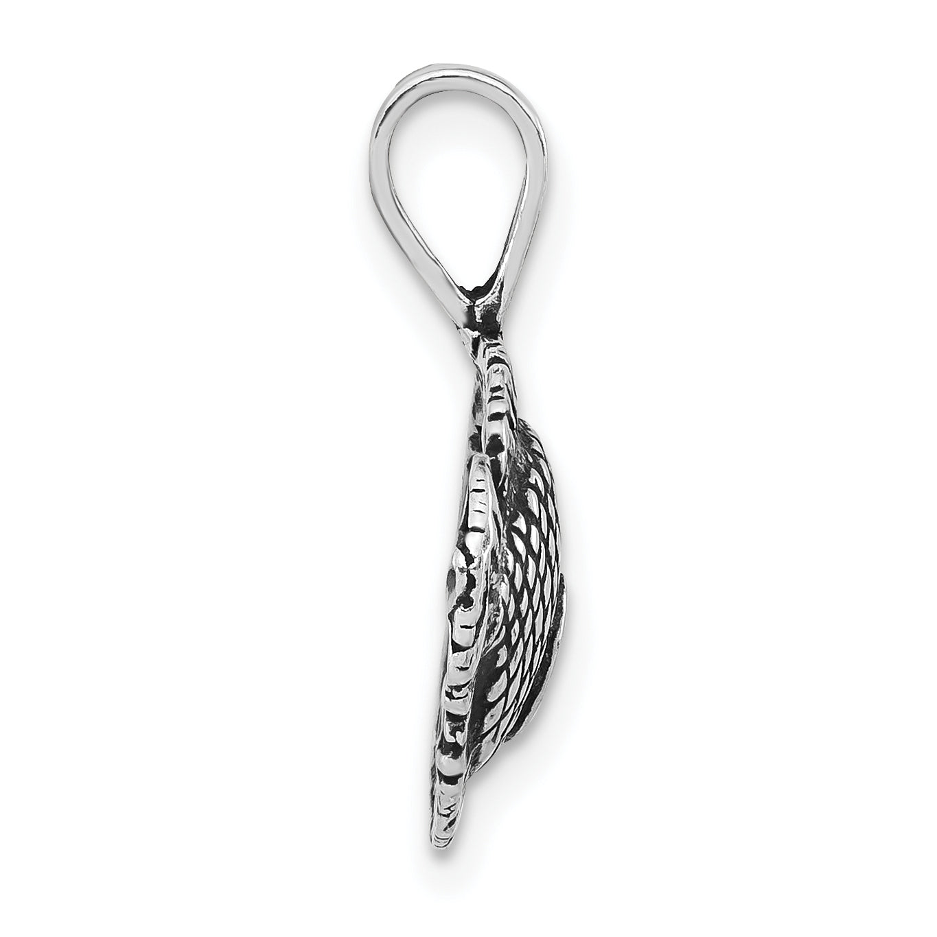 Sterling Silver 925 Unisex Tropical Fish Pendant with Antiqued Finish