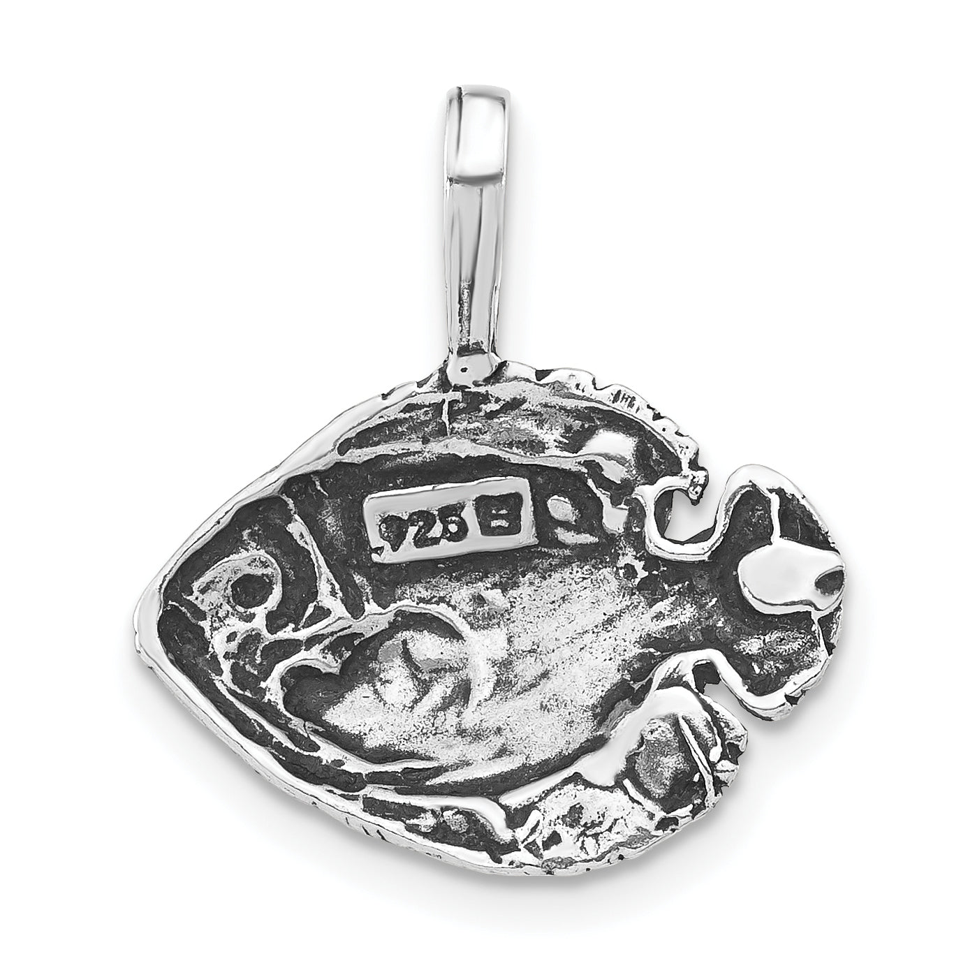 Sterling Silver 925 Unisex Tropical Fish Pendant with Antiqued Finish