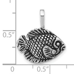 Sterling Silver 925 Unisex Tropical Fish Pendant with Antiqued Finish