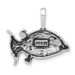 Sophia Jewelers Sterling Silver 925 Blowfish Pendant Antiqued Textured Unisex