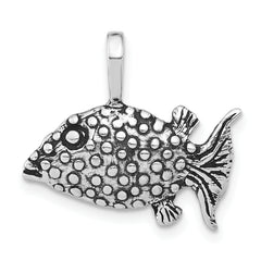 Sterling Silver Antiqued & Textured Blowfish Pendant