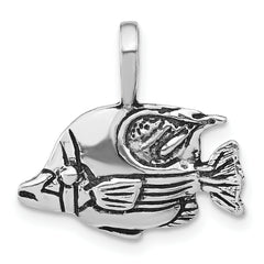 Sterling Silver Polished & Antiqued Tropical Fish Pendant