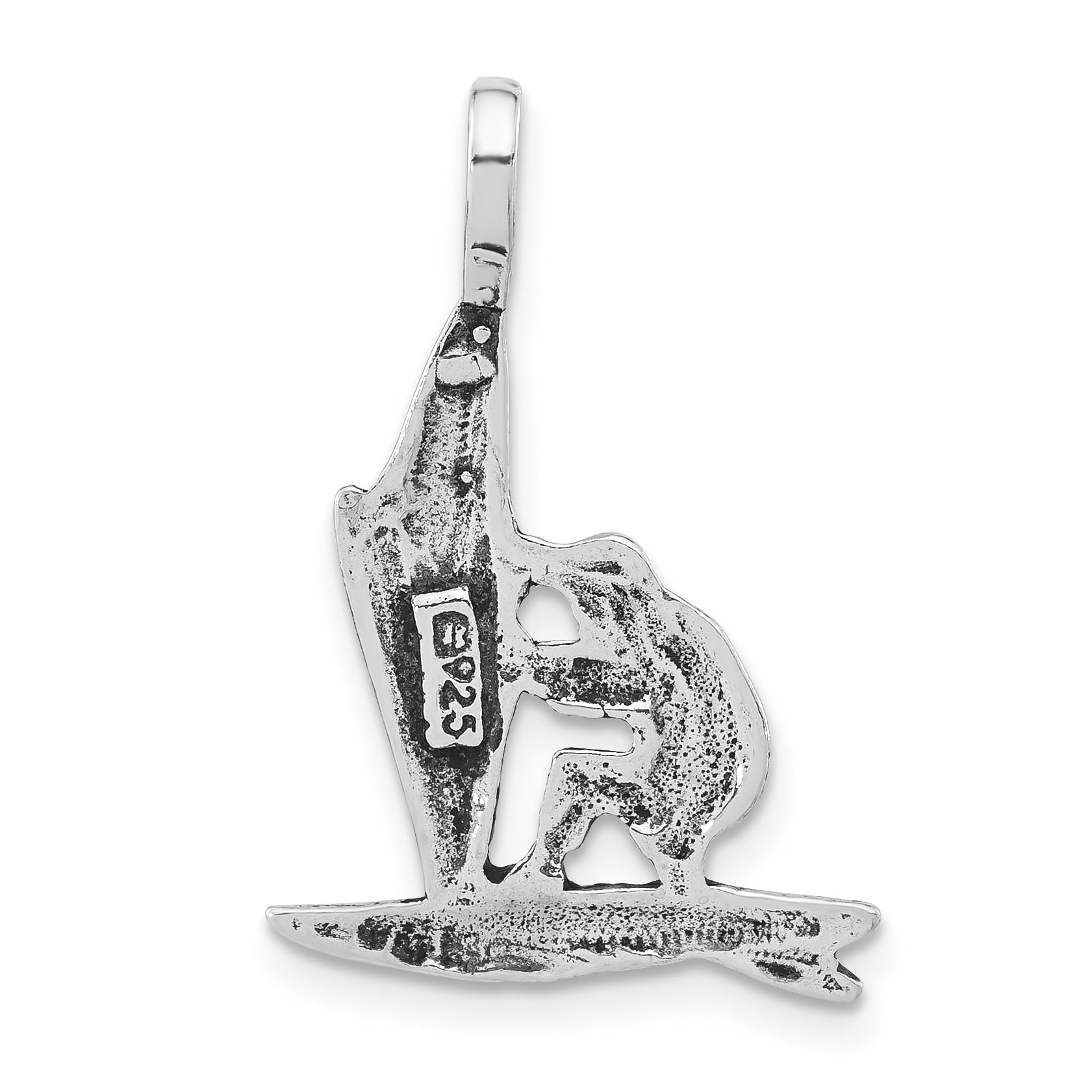 Sterling Silver Antiqued Man Windsurfing Chain Slide Pendant