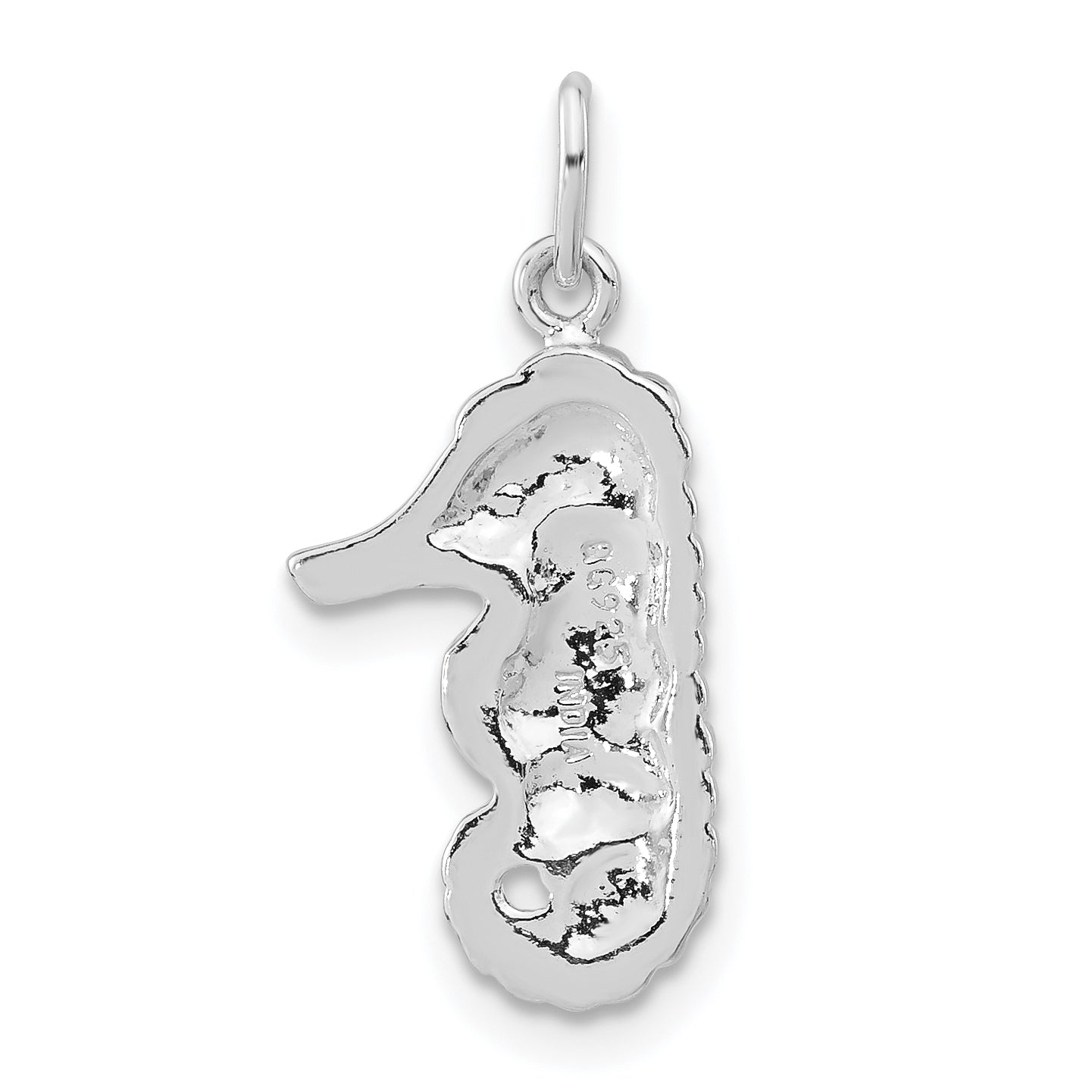 Sterling Silver Polished Black CZ Seahorse Pendant