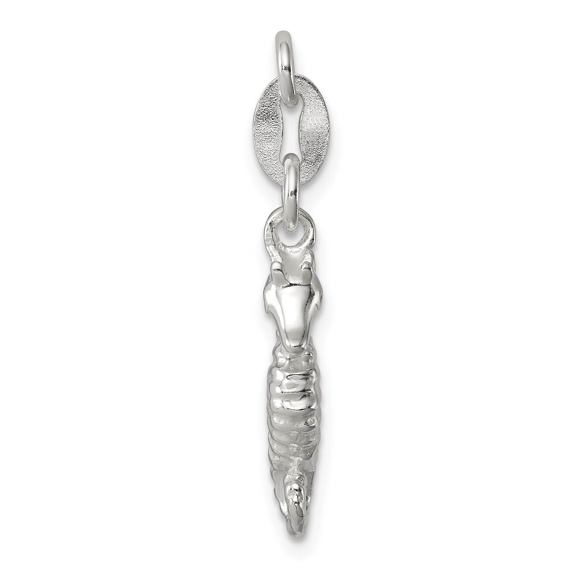 Sterling Silver 925 Seahorse Charm with Polished Textured Finish