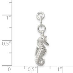 Sterling Silver 925 Seahorse Charm with Polished Textured Finish