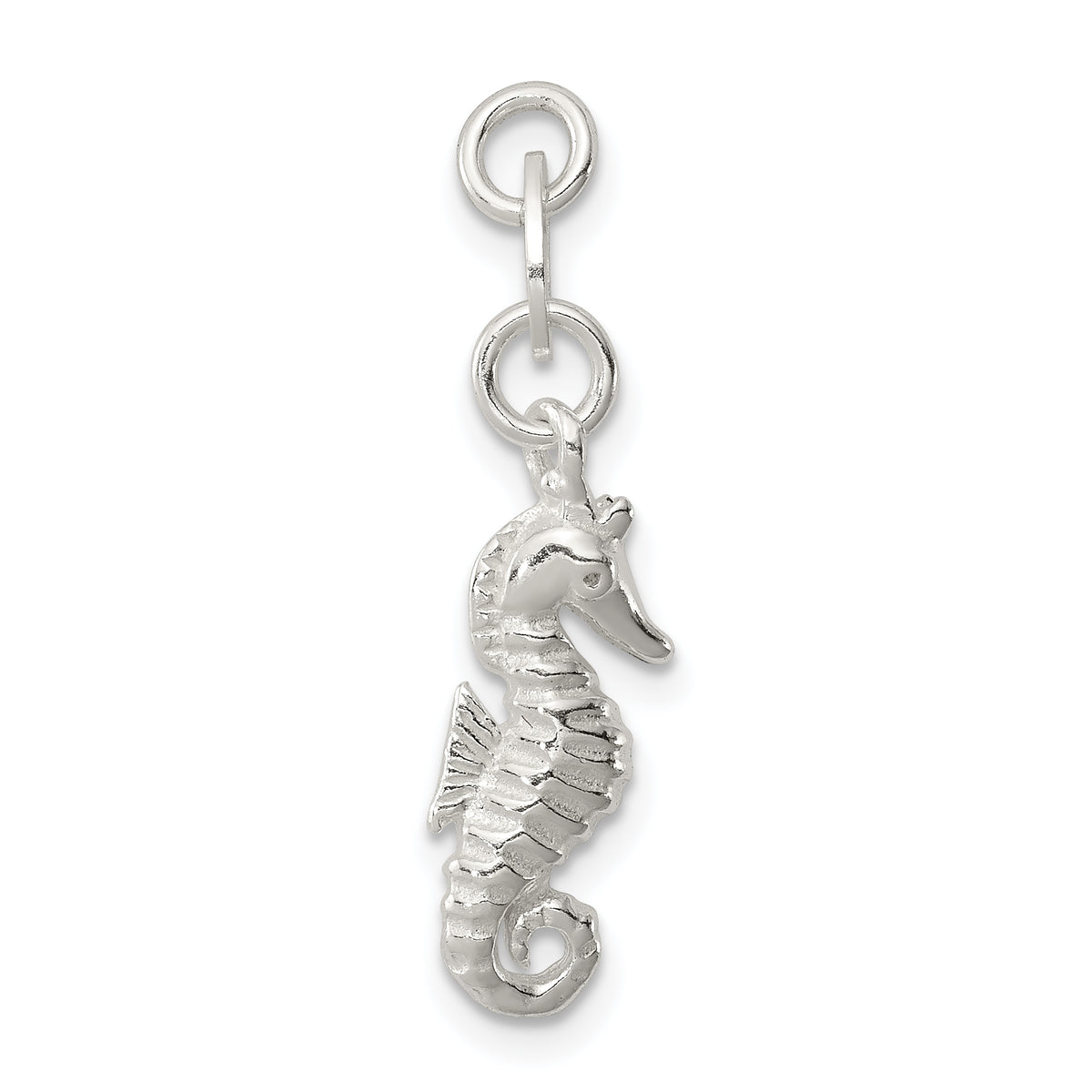 Sterling Silver Polished and Textured Seahorse Charm