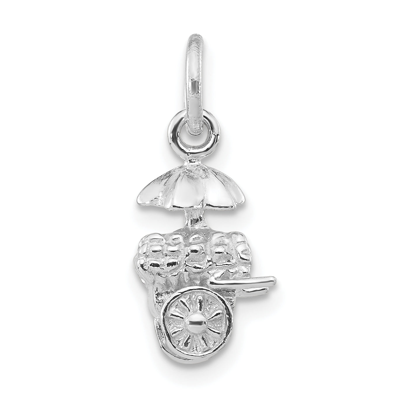 Sterling Silver 3D Umbrella Cart Pendant with Polished Finish Unisex