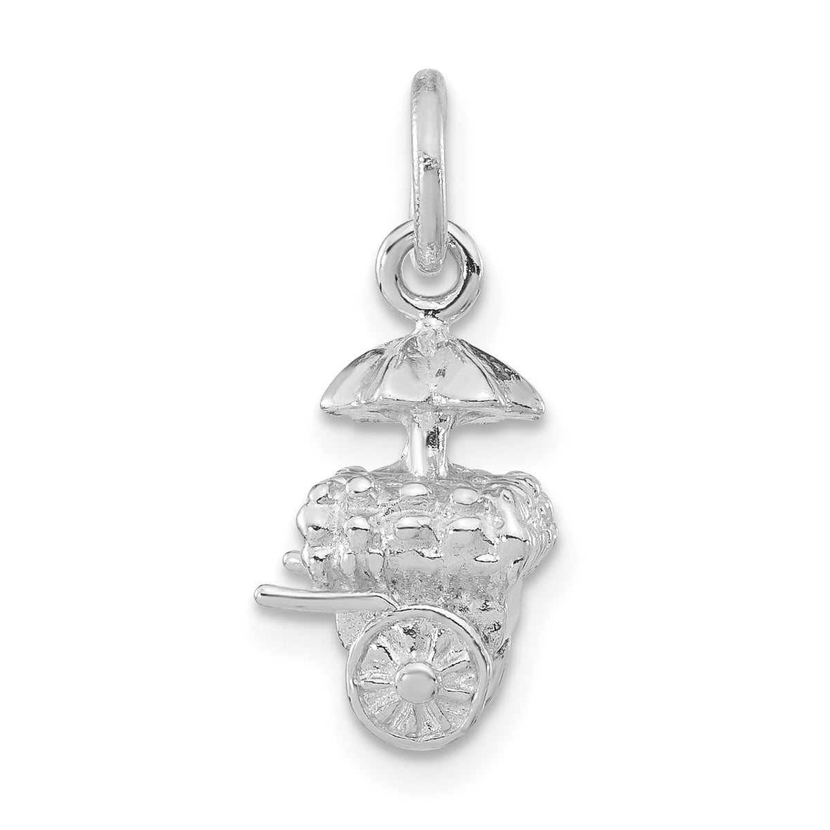 Sterling Silver 3-D Polished Umbrella Cart Pendant