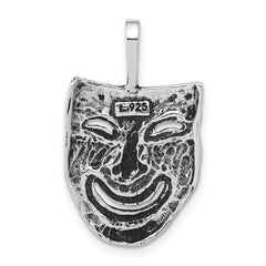 Sterling Silver Antiqued Smiling Mask Chain Slide Pendant