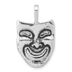 Sterling Silver Polished & Antiqued Smiling Mask Chain Slide Pendant