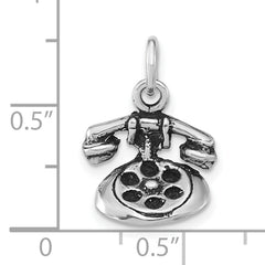 Sophia Jewelers Unisex 3D Sterling Silver Antiqued Telephone Pendant