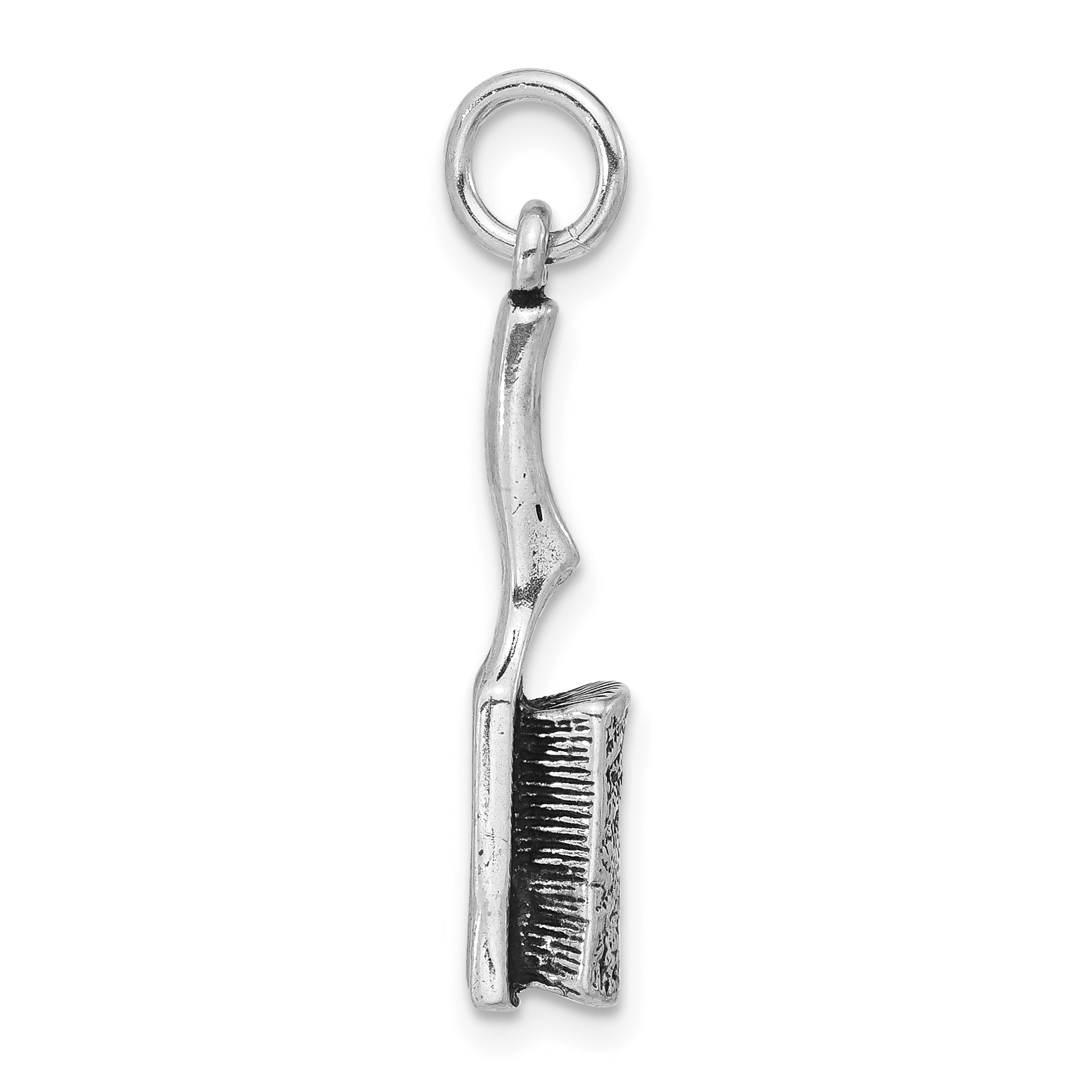 Sterling Silver Antiqued Hair Brush Pendant