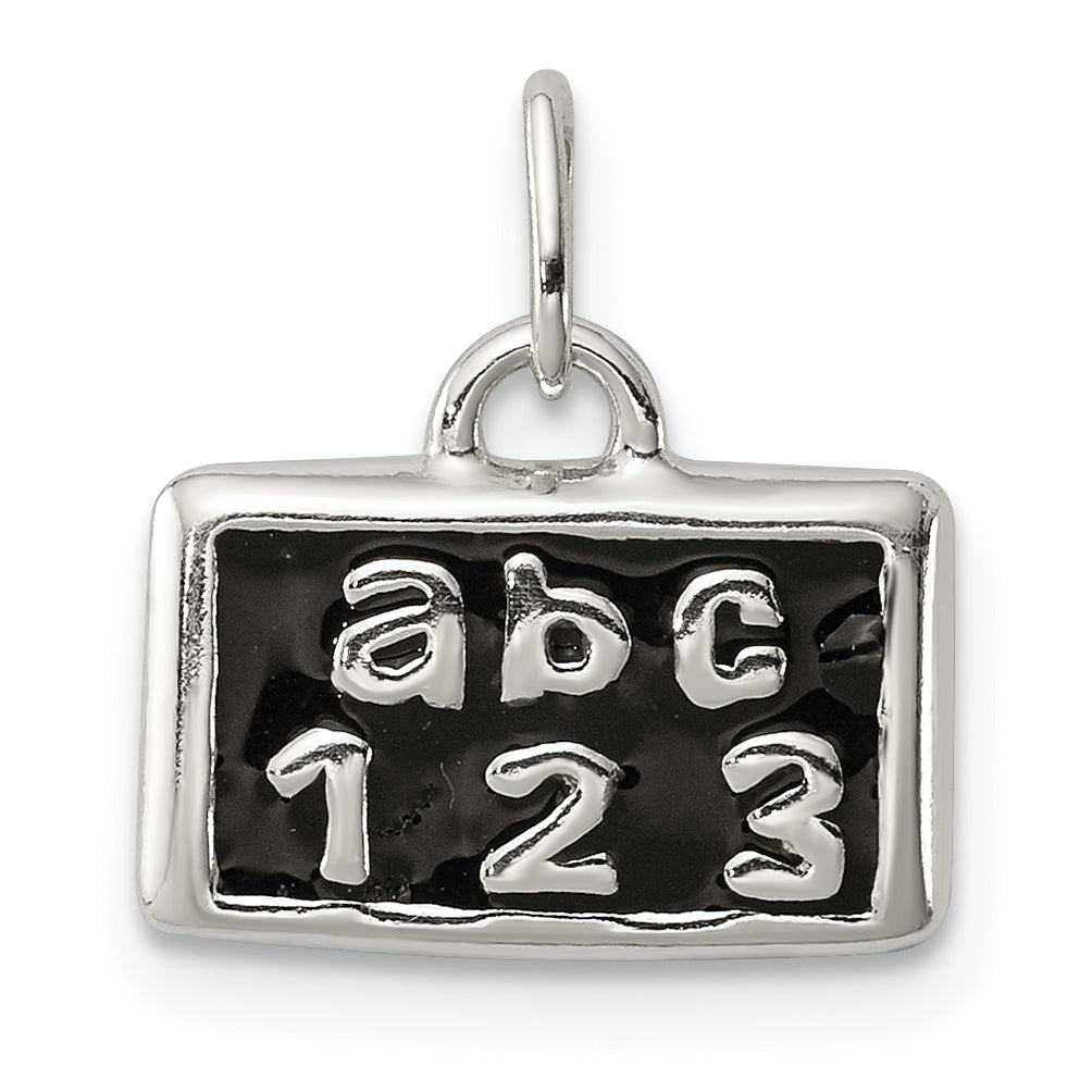 Sterling Silver Polished Enamel ABC 123 Pendant