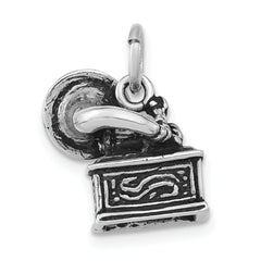 Sterling Silver Antiqued & Textured Phonograph Pendant