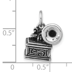 Sterling Silver Antiqued & Textured Phonograph Pendant