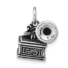 Sterling Silver 3-D Antiqued & Textured Phonograph Pendant