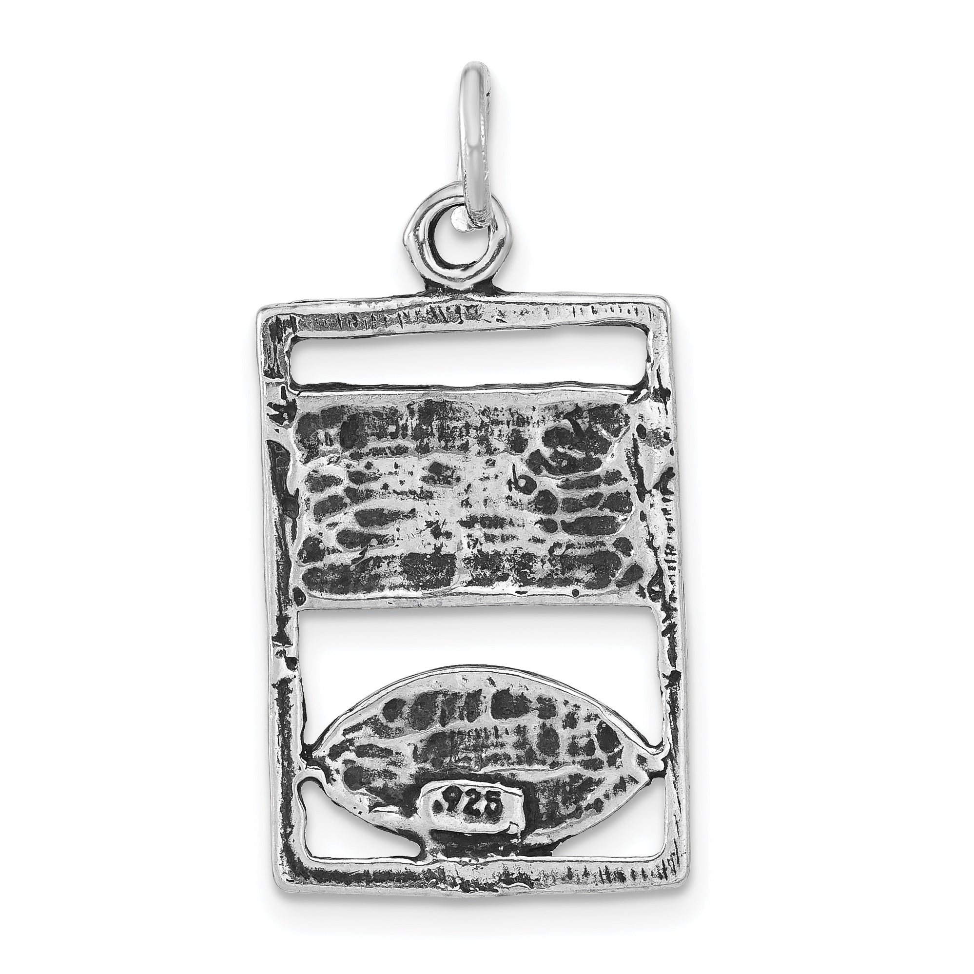 Unisex 925 Sterling Silver Football Pendant with Polished Antiqued Finish