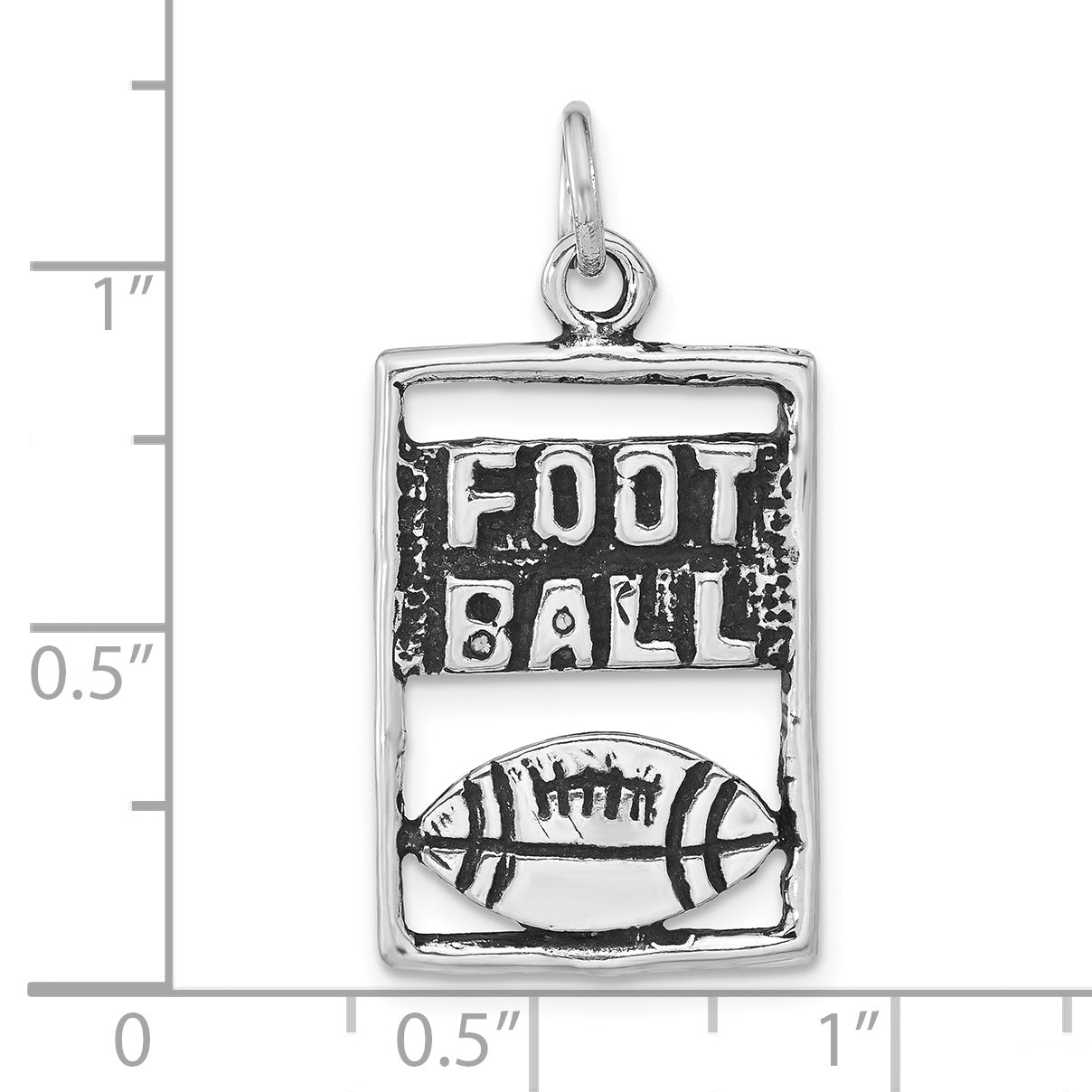 Unisex 925 Sterling Silver Football Pendant with Polished Antiqued Finish