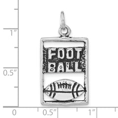 Unisex 925 Sterling Silver Football Pendant with Polished Antiqued Finish