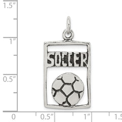 Sterling Silver Antiqued Soccer Rectangle Pendant