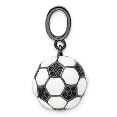 Sterling Silver Rhodium-plated & CZ 3D Soccer Ball Pendant