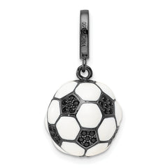 Sterling Silver Rhodium-plated & CZ 3D Soccer Ball Pendant