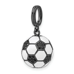 Sterling Silver Rhodium-plated & CZ 3D Soccer Ball Pendant