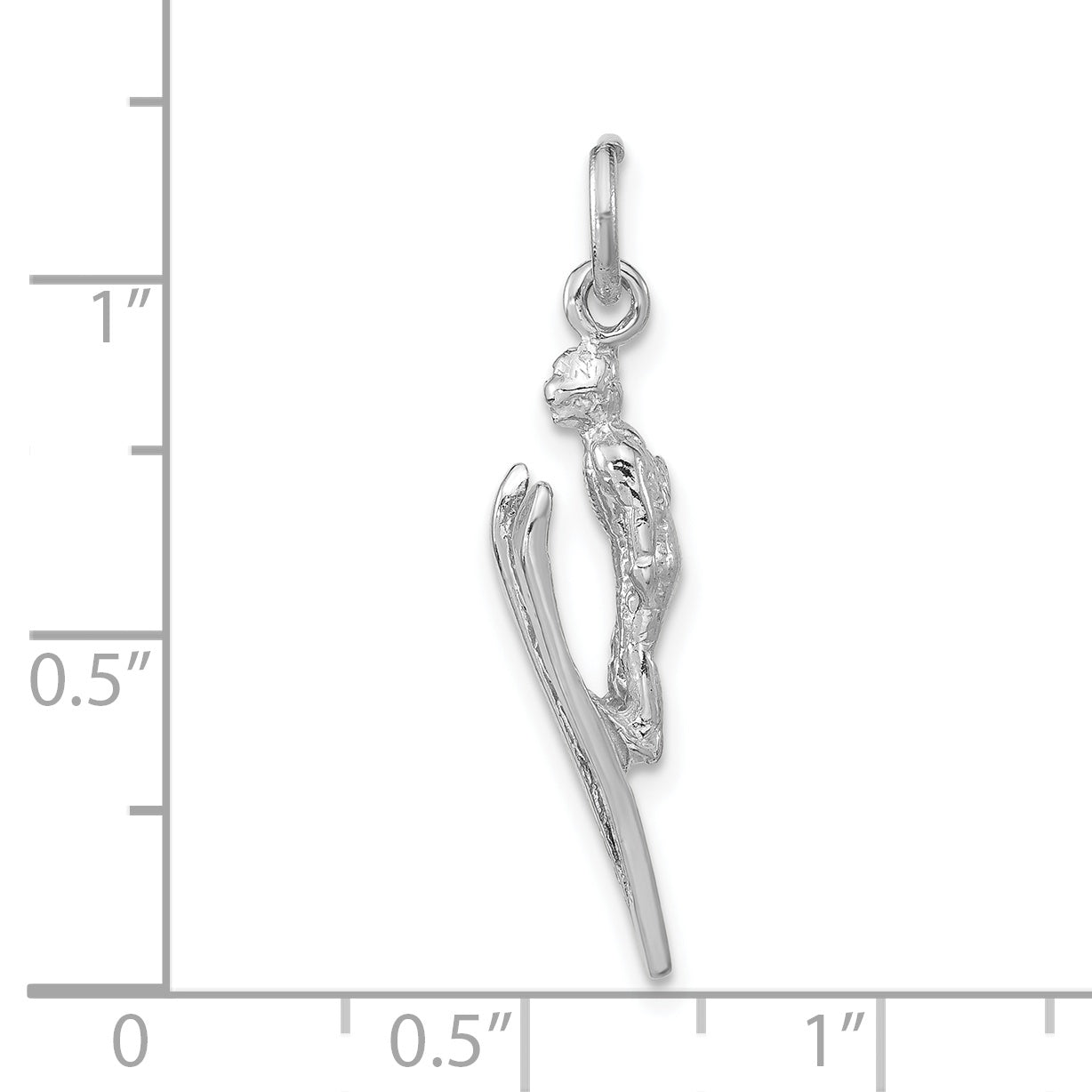 Sterling Silver Polished 3-D Skier Pendant