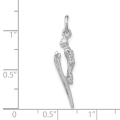 Sterling Silver Polished 3-D Skier Pendant