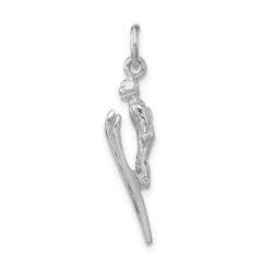 Sterling Silver Polished 3-D Skier Pendant