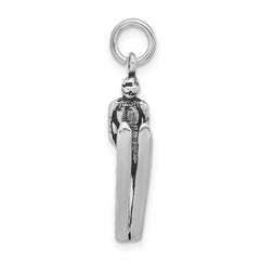 Sophia Jewelers Sterling Silver 3D Skier Pendant with Antiqued Finish