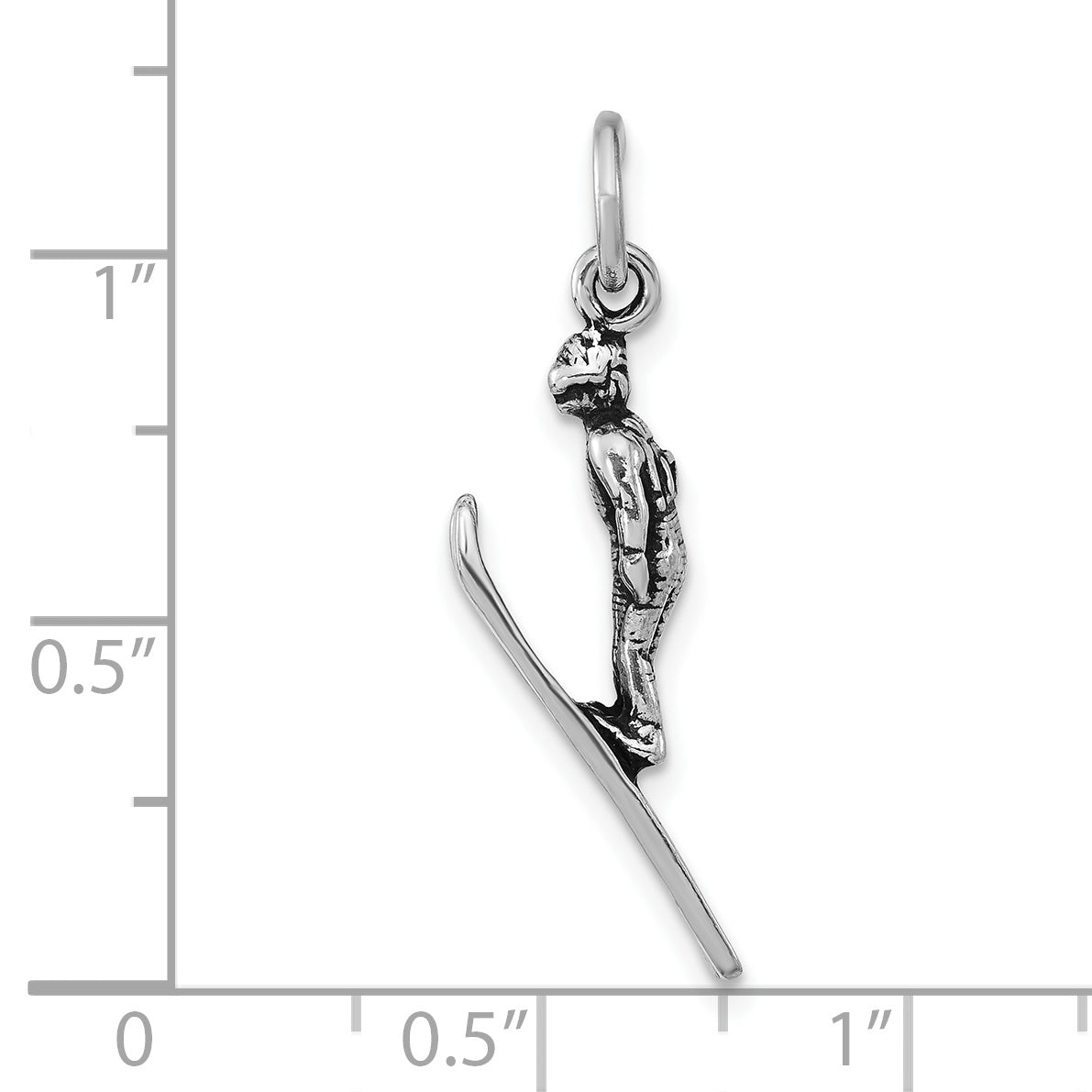 Sophia Jewelers Sterling Silver 3D Skier Pendant with Antiqued Finish