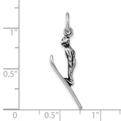 Sterling Silver Antiqued 3-D Skier Pendant