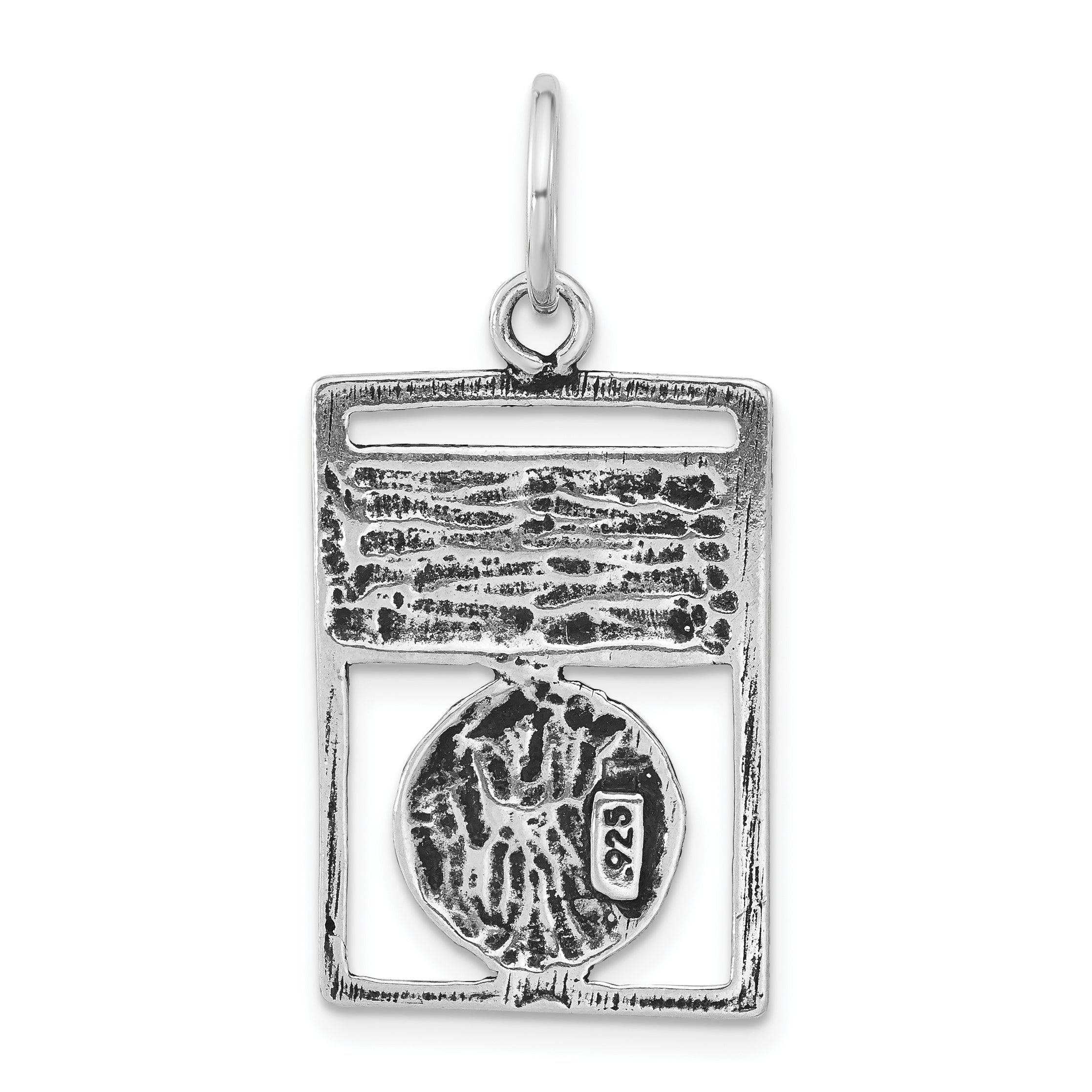 Unisex Sterling Silver Antiqued Basketball Pendant by Sophia Jewelers