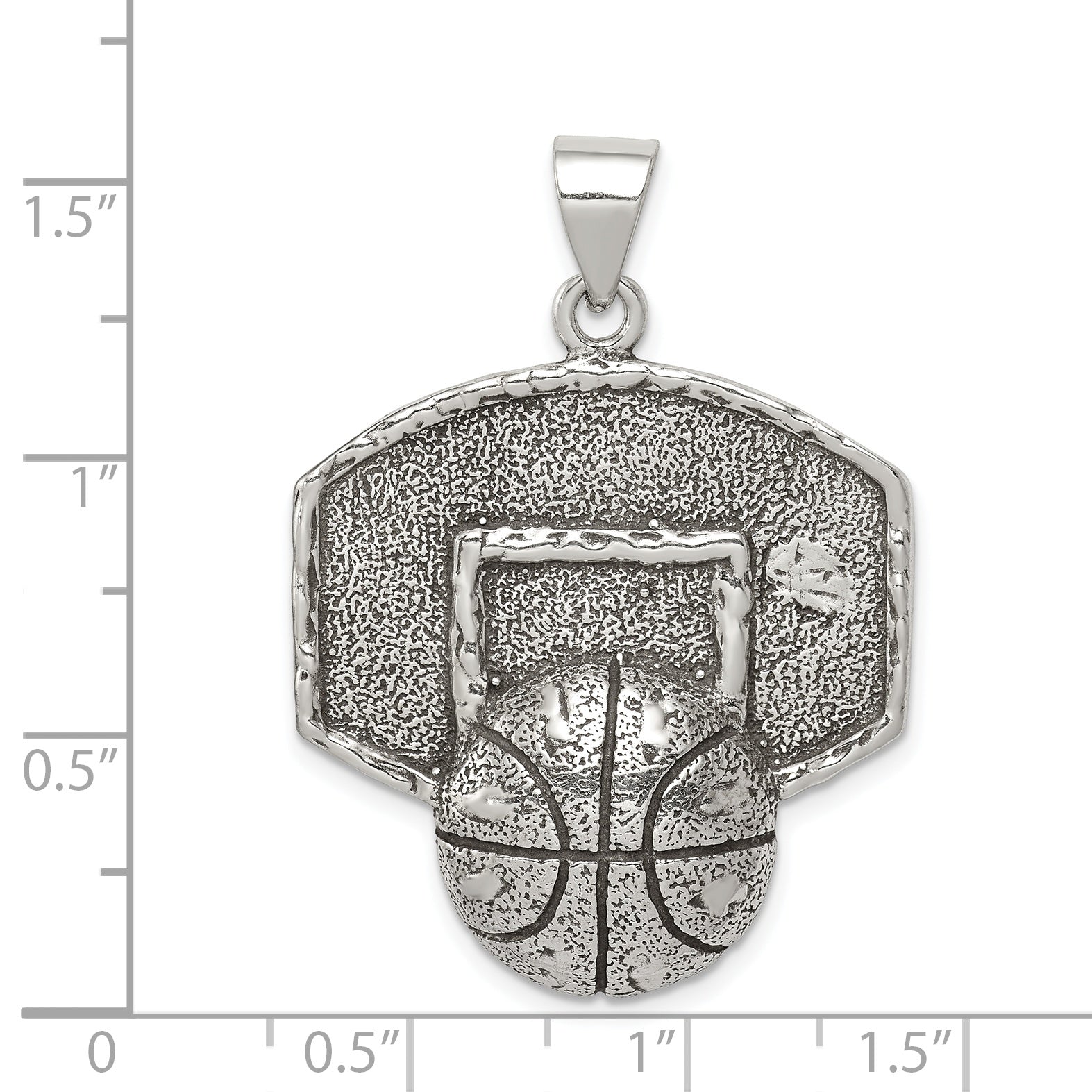 Sophia Jewelers Sterling Silver Antiqued Basketball Pendant for Men