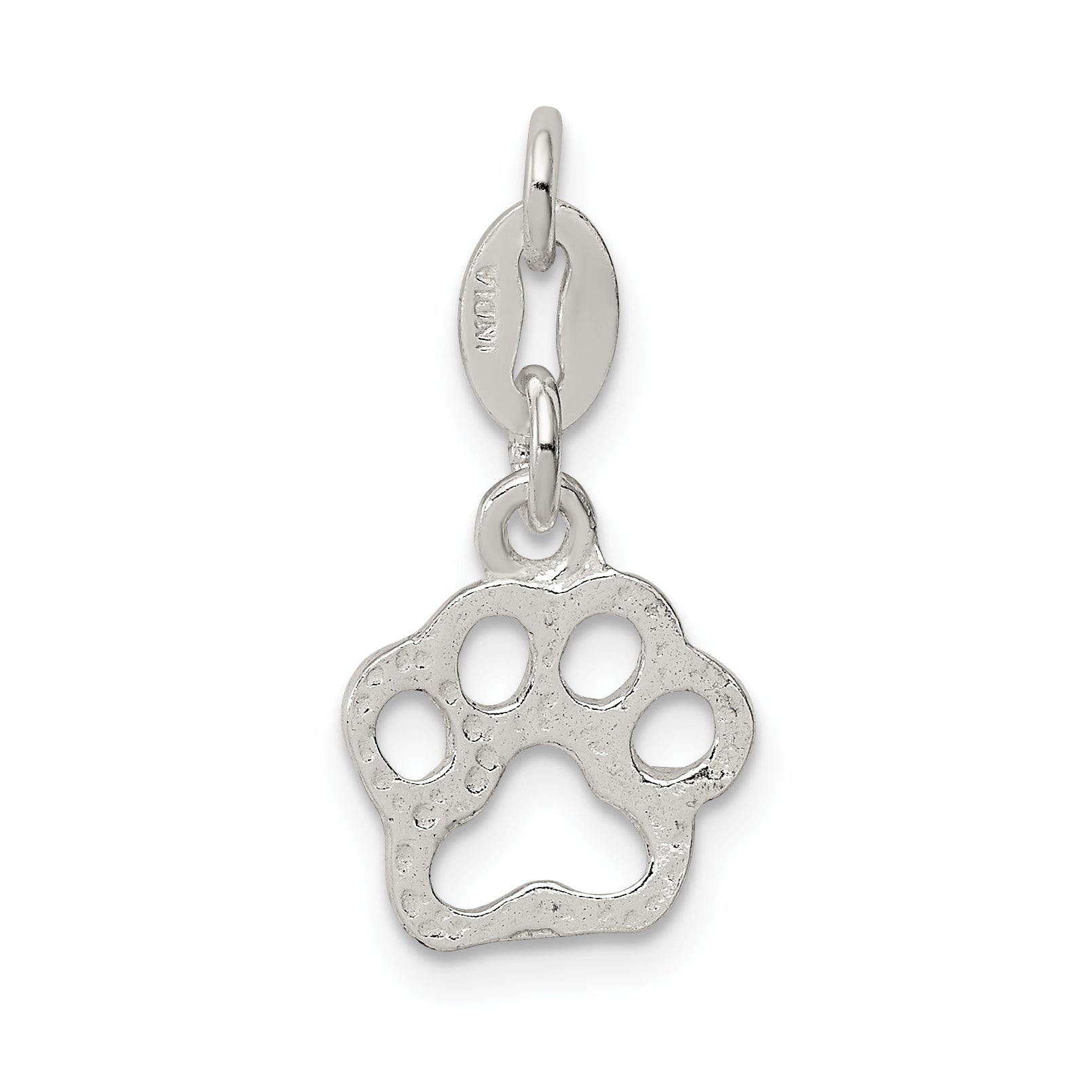 Sterling Silver Polished Paw Print Charm