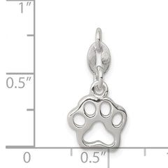 Sterling Silver Polished Paw Print Charm