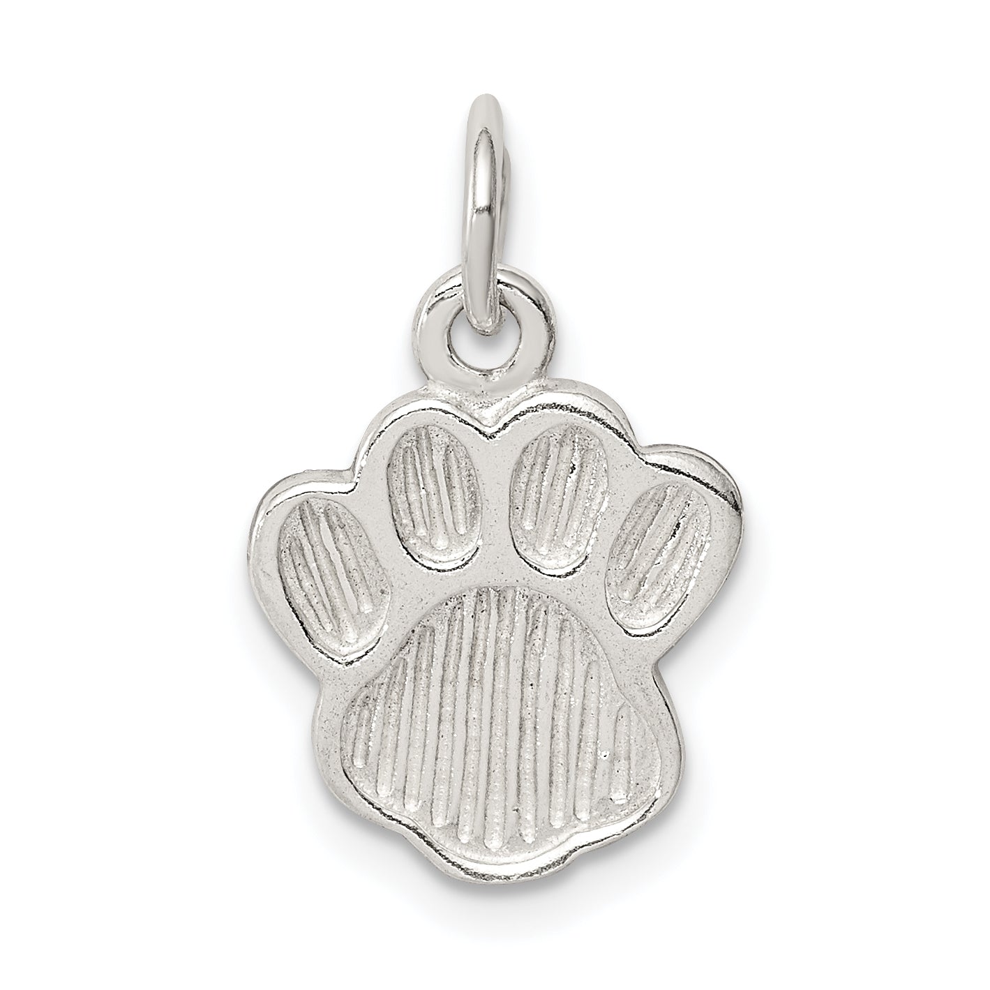 Sterling Silver Polished and Textured Paw Print Charm