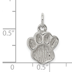 Sterling Silver Polished and Textured Paw Print Charm