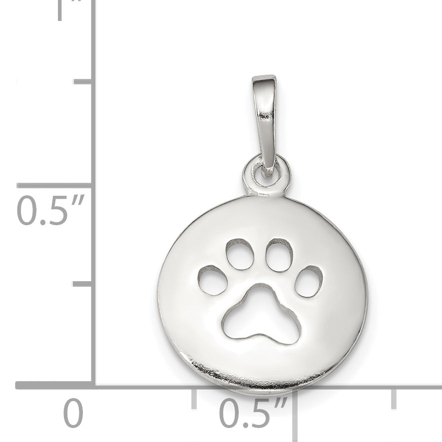 Sterling Silver Polished Paw Print Pendant