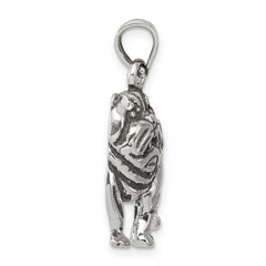 Sterling Silver Antiqued Bulldog Pendant