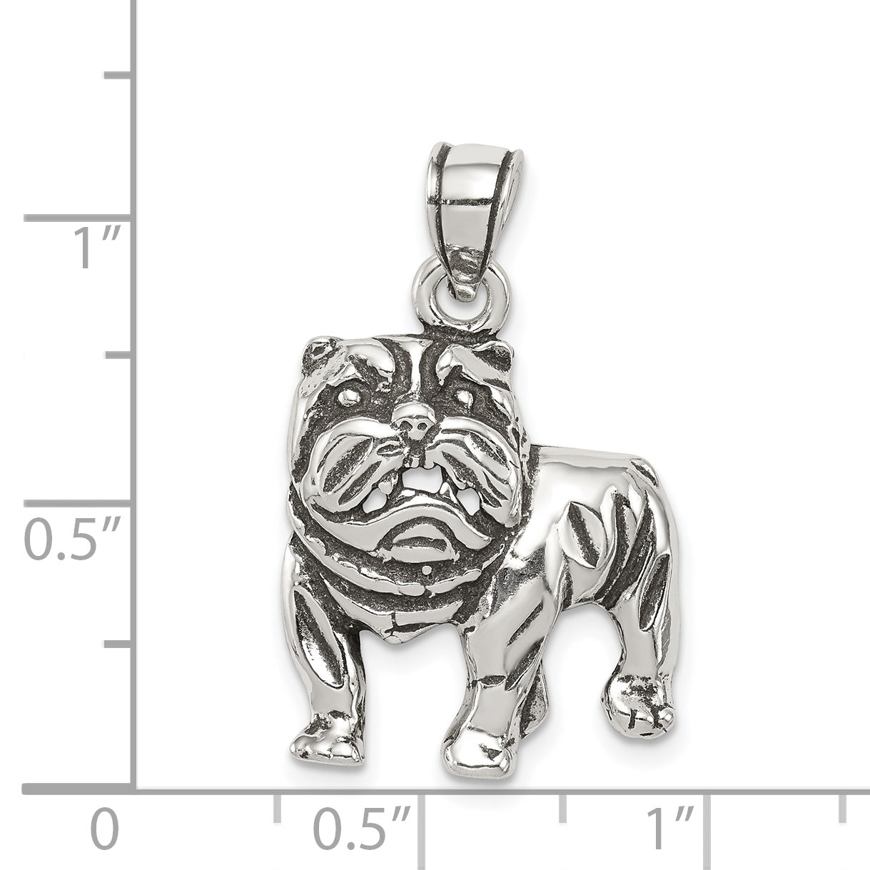 Sterling Silver Antiqued Bulldog Pendant